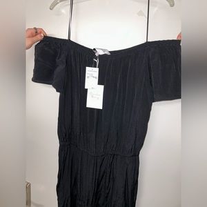 Charles Henry Off the Shoulder Black Jumpsuit Cinch Waist